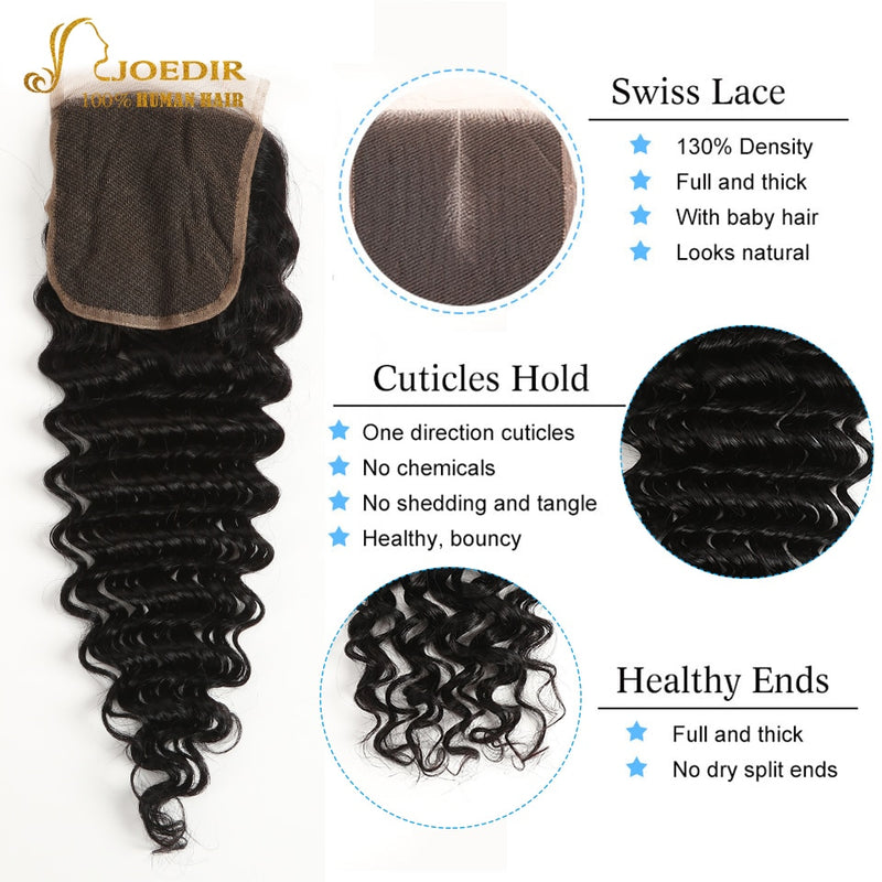 Joedir Deep Wave Bundles With Frontal Brazilian Hair Bundles Human Hair Extension 3/4 Human Hair Bundles With Closure Hair Remy