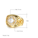 Anillos de boda Kinel grandes y anchos para hombre, anillos de Zirconia cúbica blanca de Color dorado amarillo de Dubái a la moda para mujer, joyería Retro Bohemia