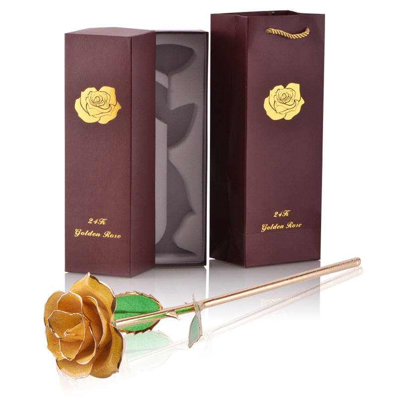 Gifts for Women 24k Gold Dipped Rose with Stand Eternal Flowers Forever Love In Box Girlfriend Wedding Christmas Gifts for Her