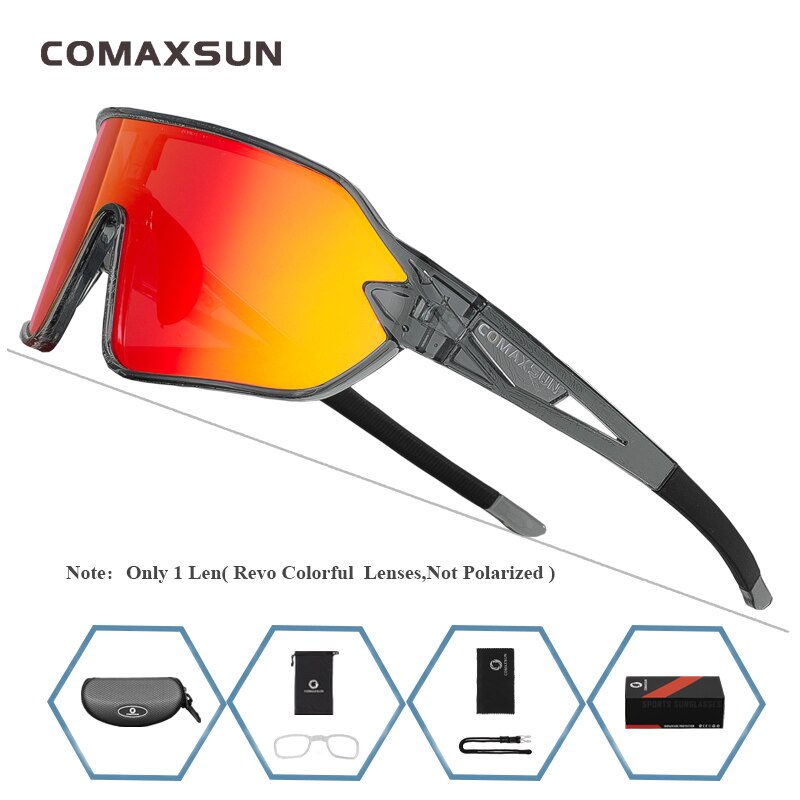 COMAXSUN Polarisierte Fahrradbrille 5 Linsen MTB Rennrad Sport Spiegel Sonnenbrille Reitbrille Anti-UV400 Fahrradbrille