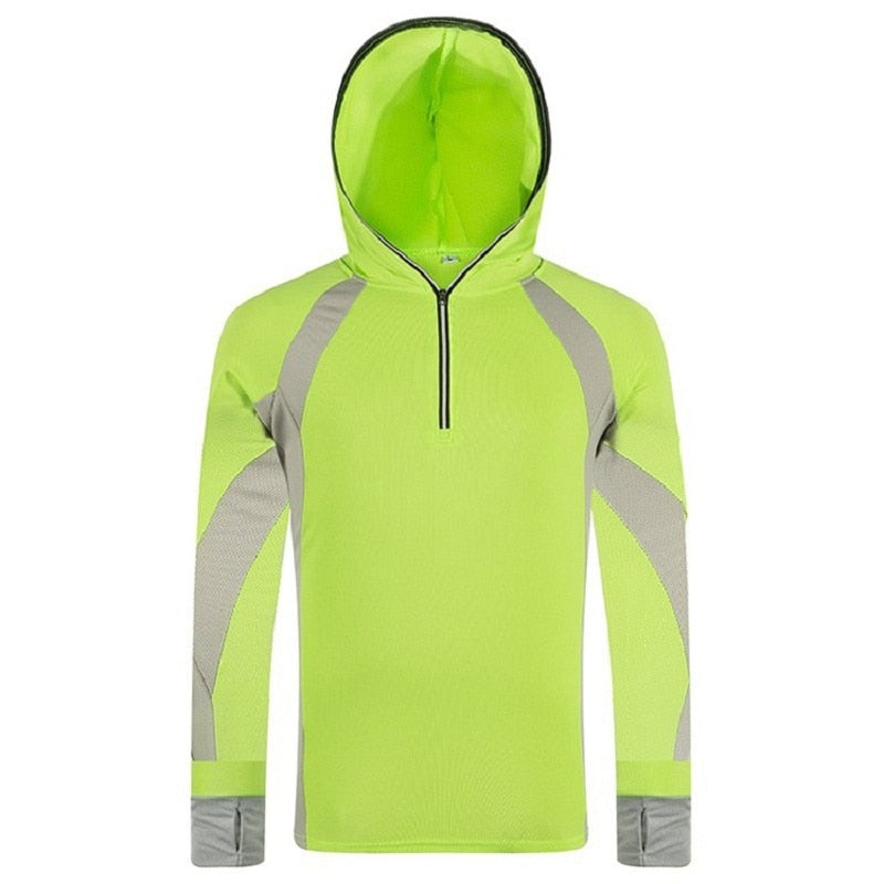 Herren Angelhemd Anti-UV-Kleidung Sonnenschutz Kapuzenpullover Schnelltrocknend Atmungsaktiv Angelpullover Trägt Wandern Kletterhemd