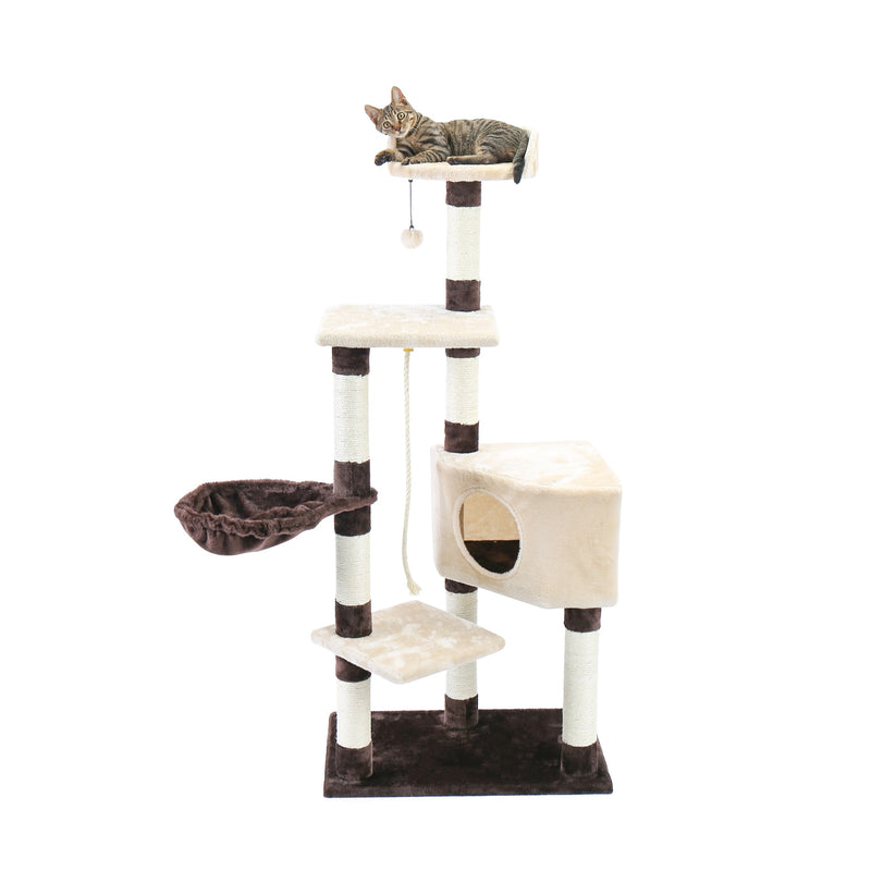 Luxury Cat Tree  Large Climbing Frame Multi-Layer Scratching Post Resistant Sisal Cat Tree with Hanging Ball Kittern Playground