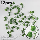 12pcs Artificial Plants Balcony Decorations Liana Led Leaf Garland Silk Rattan Leaf Vine Room Decor Home Living Exterior Terrace