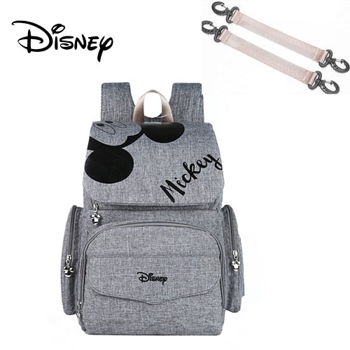 Bolsa de pañales de mamá de Disney, bolsa de lactancia para el cuidado del bebé, mochila de viaje, bolsas de diseño de Mickey, bolso de mano gris y negro