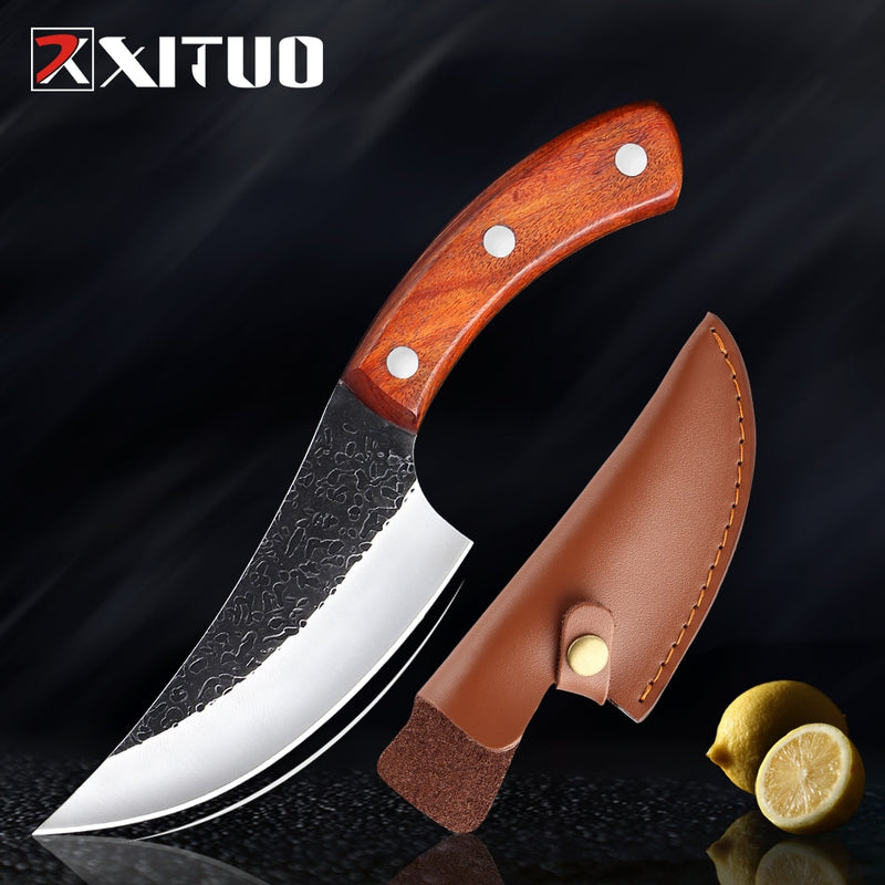 XITUO Handmade Forged 5 inch High Carbon Stainless Steel Chef Knife Meat Cleaver Kitchen Knife Rosewood Handle Cooking Tool