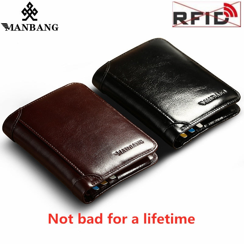 ManBang High Quality Classic Style Wallet  Leather Men Wallets Short Male Purse Card Holder Wallet Men Prevent RFID Hot wallets