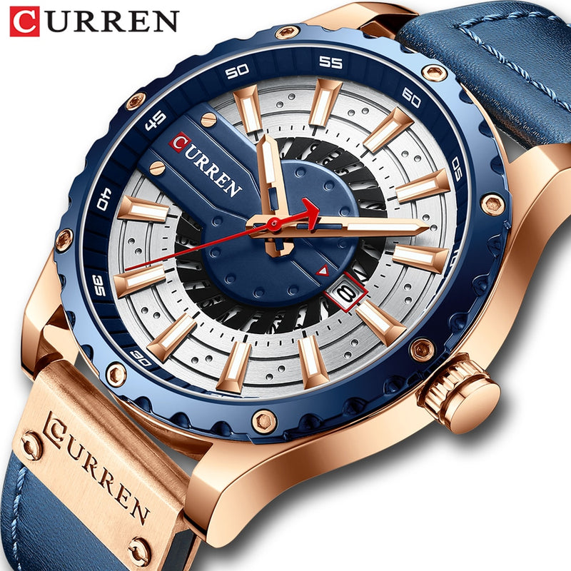 CURREN Watches Top Brand Fashion Leather Wristwatch Casual Quartz Men&