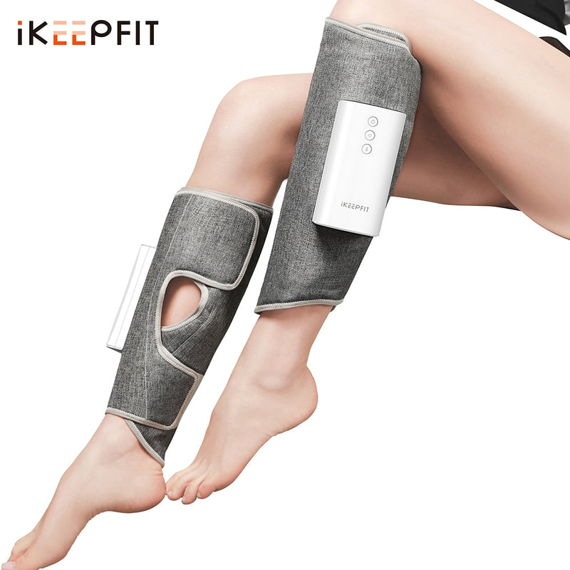 Par de masajeador de piernas inalámbrico con compresión de aire inteligente masaje de pantorrilla alivio eléctrico dolor muscular relajación iKEEPFIT