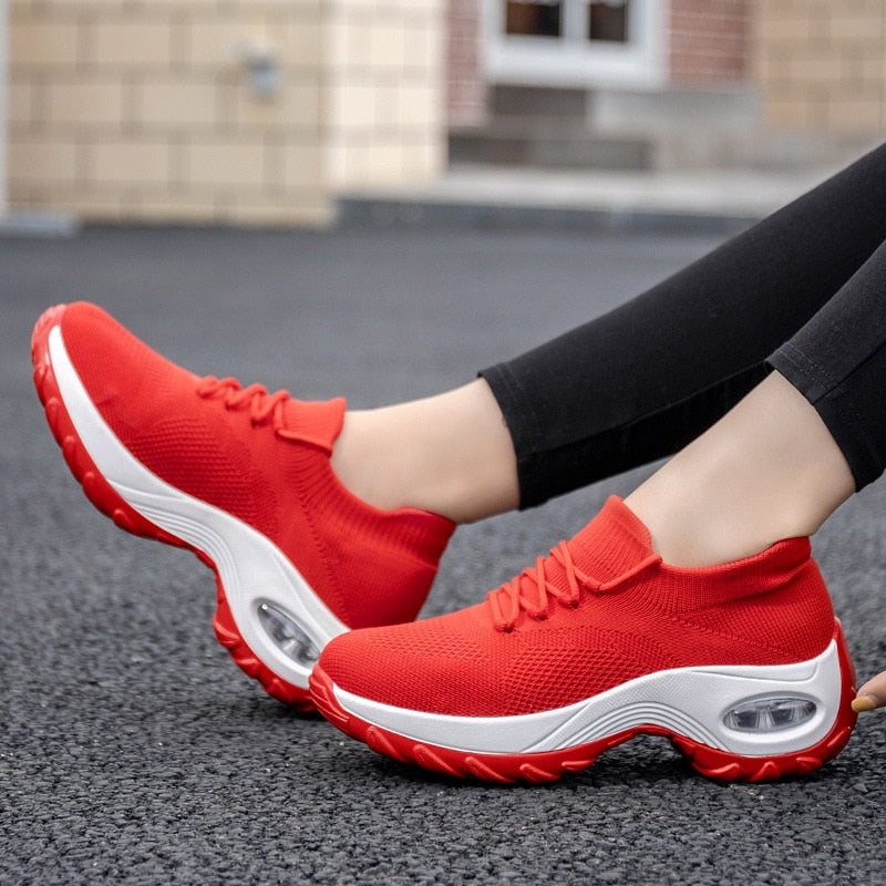 YWEEN Shoes Woman New Spring Lace Up Air Cushion Casual Ladies Shoes Woman Breathable Mesh Shoes Woman Sneakers Tenis Feminino