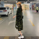 Camouflage Loose Dress Women Long T Shirt Summer Dresses 2022 for 100kg Girls Korean Half Sleeve Irregular Cotton Tees