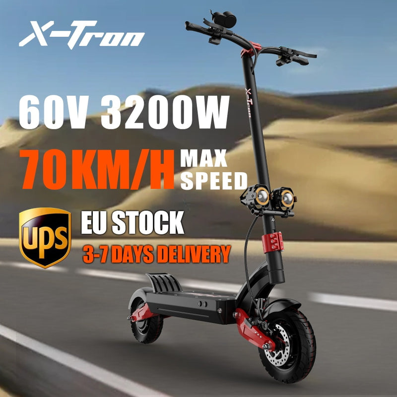 Almacén en Europa 3200W 60V Scooter eléctrico X-Tron X10Pro Max 70 km / h Dual Drive Kick Scooter 70 km Range Folding e scooter