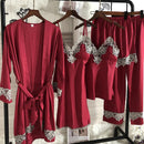 Kimono Robe Gown Women Lace Pajamas Sets Veste Polaire Suit Nightwear Bathrobe Summer Sleepwear Loose Pyjamas Pour Femme