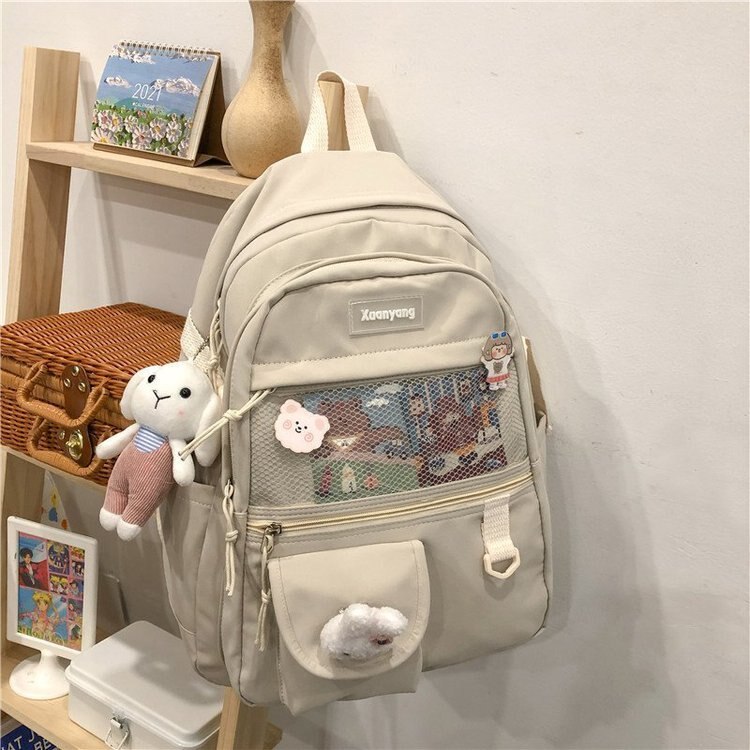 Japanese Fashion Backpack Women School Bags For Teenage Girls Multipockets Mesh Nylon Backpacks Mochila Feminina Bag Bolsa Mujer