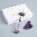 Masajeador de amatista para Estiramiento Facial, rodillo de piedra de Jade, piedra de cristal Natural, herramienta para adelgazar la barbilla fina, belleza Facial, cuidado de la piel