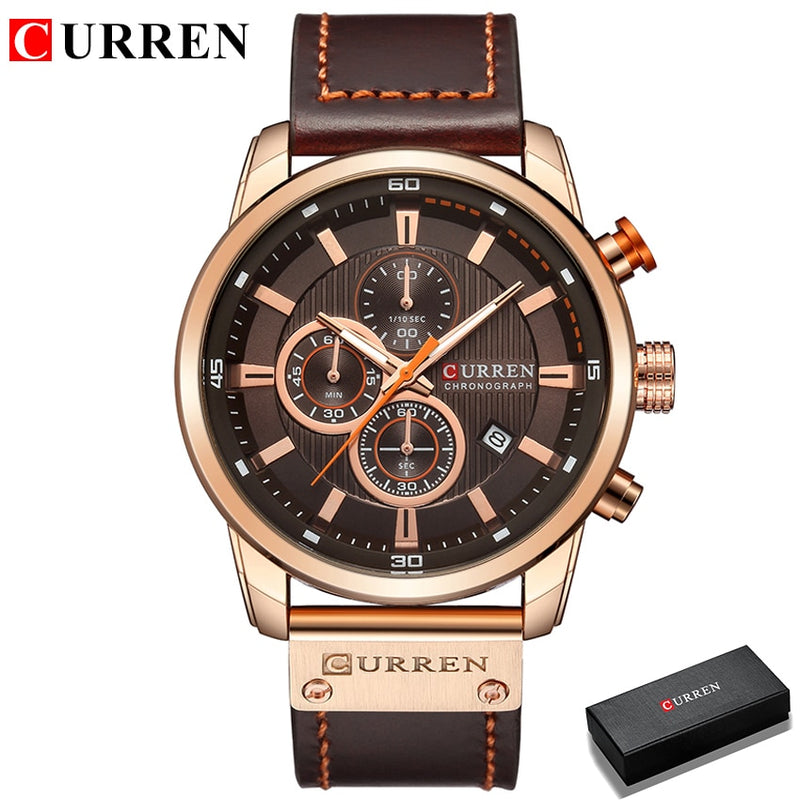 Relojes de cuarzo para hombre con correa de cuero de moda CURREN de lujo de marca superior, relojes de pulsera informales con fecha de negocios para hombre, reloj Montre Homme