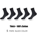 Marca HSS, 100% calcetines de algodón para hombre, 5 pares de calcetines gruesos cálidos de negocios, negro, Otoño Invierno, para hombre, térmicos