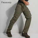 Facecozy hombres táctico militar Cargo pantalones invierno hombre al aire libre multi-bolsillos a prueba de viento Camping Trekking pesca senderismo pantalones