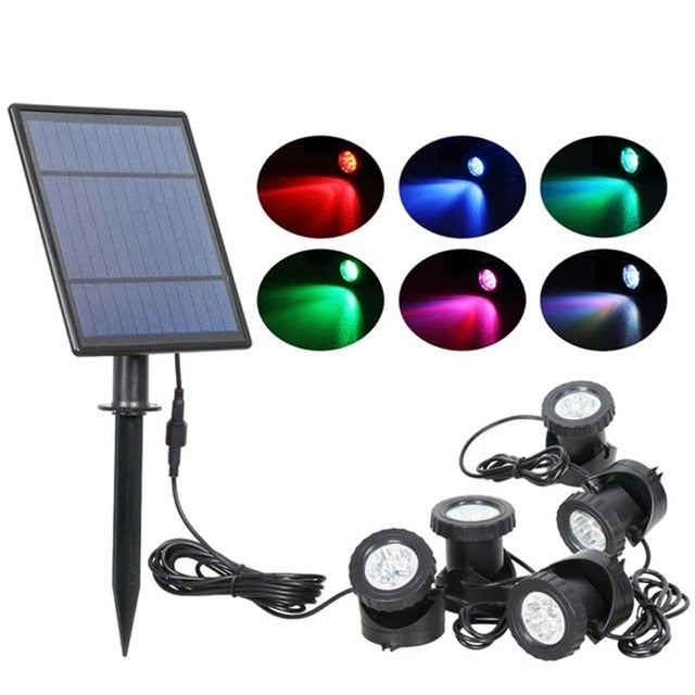 T-SUNRISE LED Solar Lamp Outdoor RGB Color Changing Solar Spotlight IP68 Waterproof Solar Pool Lights Landscaping for Garden