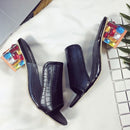 Lucyever Women Fashion Summer Crystal Sandals Rhinestone Heels Open Toe Shoes Woman Colorful Ladies Beach Flip Flops Slides