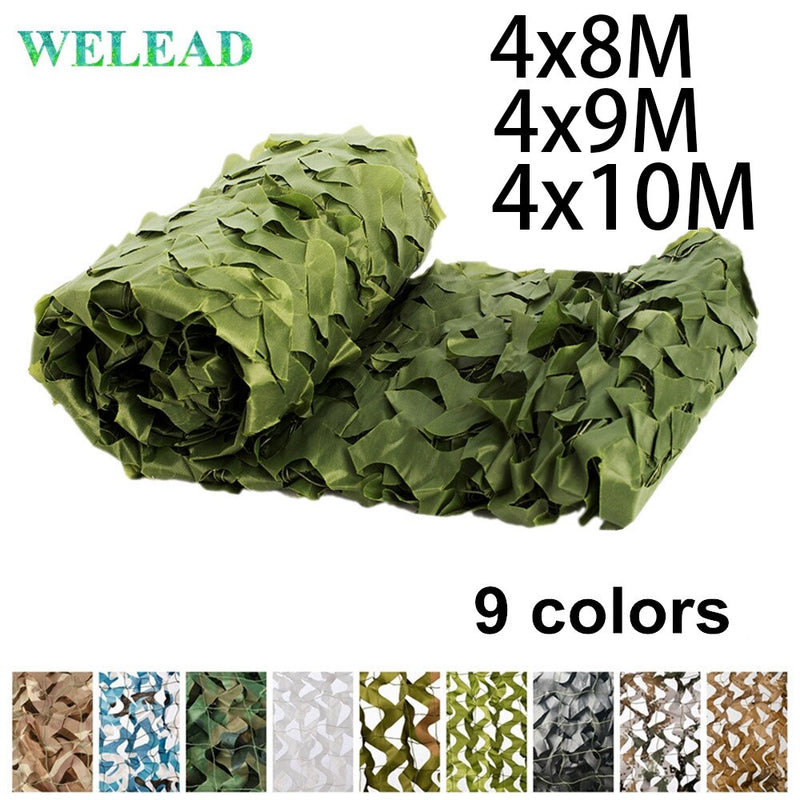 WELEAD 4x8M 4x9M 4x10M Reinforced Camouflage Nets Military White for Garden Shadow Tarpaulin Carport Awning Hiding Mesh 8*4M