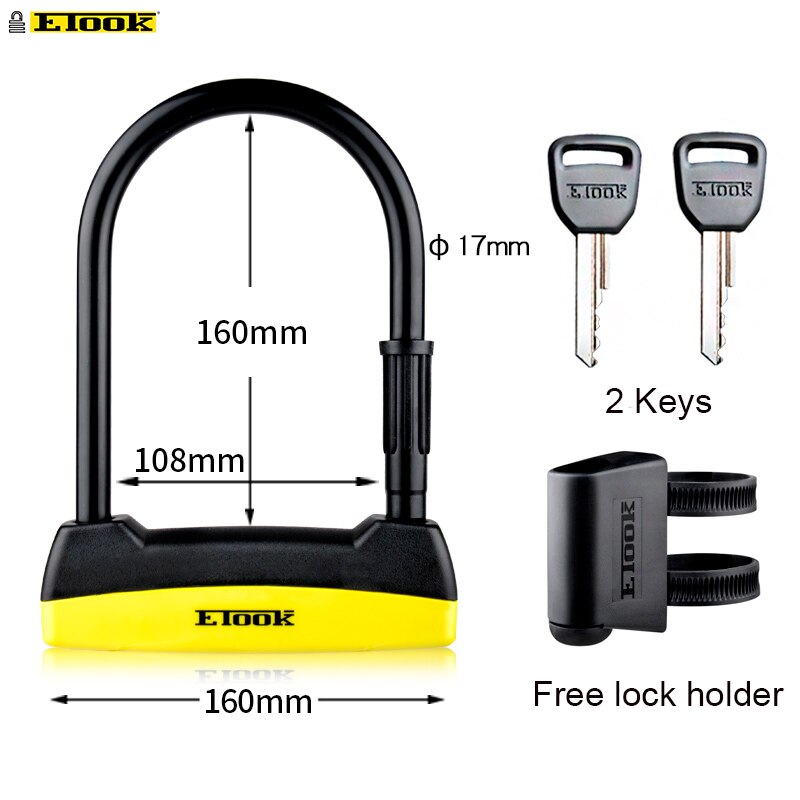 Etook U-lock Bike Lock Anti-theft Steel Electric Bicycle Scooter Convenient Lock Frame Bicycle Accessories ET110