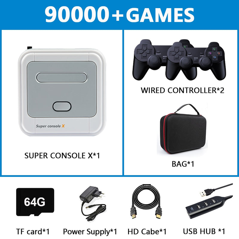 Super Console X Retro-Spielekonsole für PSP/PS1/Naomi/MAME/N64/DC mit über 90000 klassischen Retro-Spielen HD-WLAN-TV-Videospiel-Player