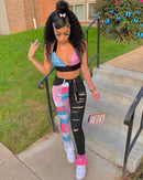 Bandana Print Women Jeans Distressed Skinny Denim Pants Flare Slim Bottoms Fitness Autumn Winter Streetwear Outfits Trousers