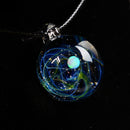 BOEYCJR Unique Opal Stone Universe Glass Planets Pendant Necklace Galaxy Rope Chain Solar System Necklace for Women Gift