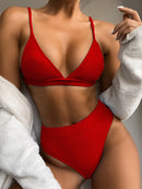 INGAGA Sexy V-neck Bikinis Ribbed Women&