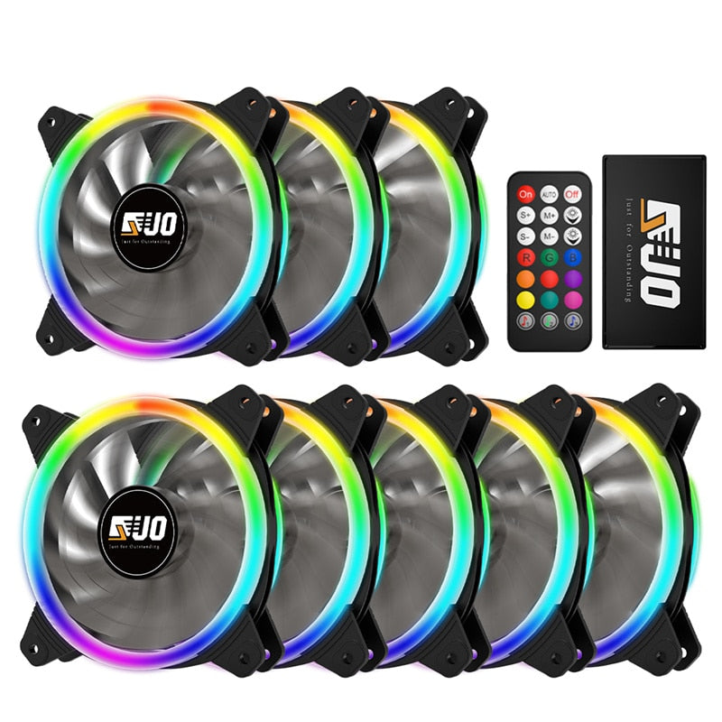 PC Case Fan RGB 120mm AURA SYNC 5V/3pin Quiet CPU Cooler Sets Fan 6 Pin CPU Radiator Adjust Fan Color &amp; Speed