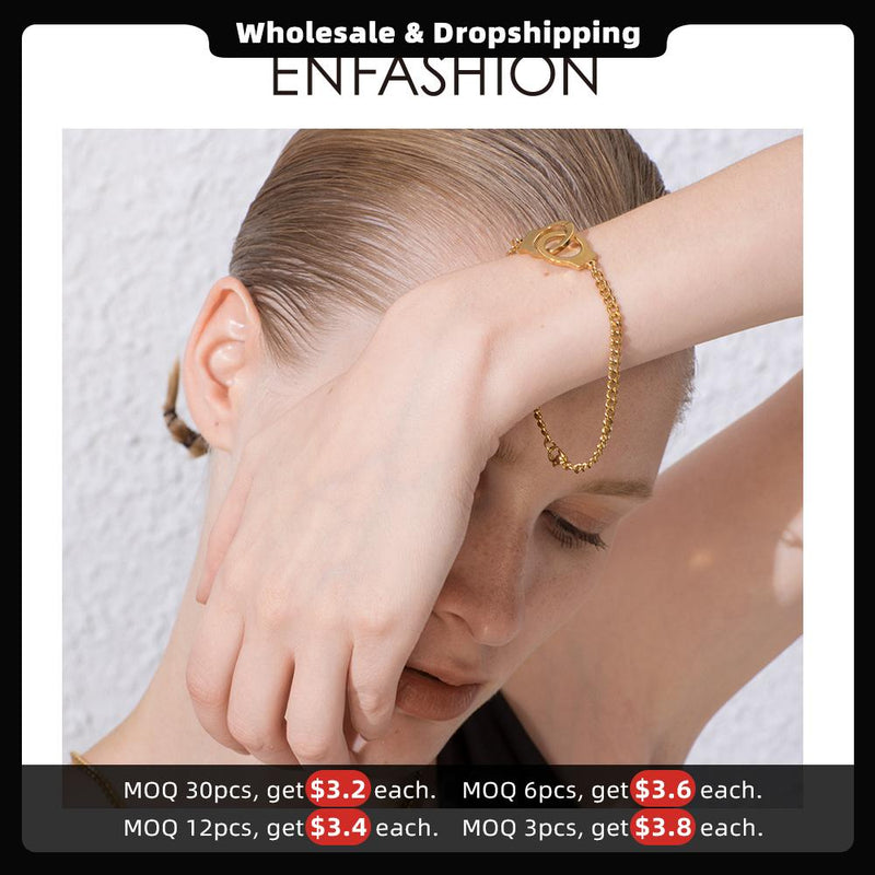 ENFASHION Punk Handcuffs Bracelets Bangles Stainless Steel Viking Lock Chain Bracelet For Women Jewelry Couple Gifts BM192013