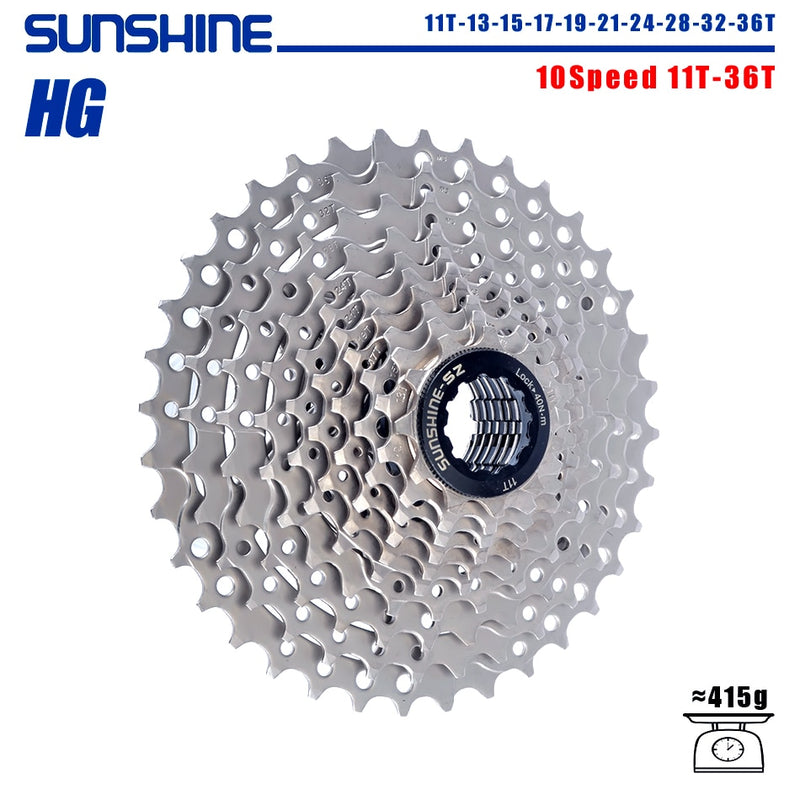 SUNSHINE Bicycle Cassette 8/9/10/11/12Speed Freewheel 32/36T/40T/42T/46T/50T/52T Sprocket HG Structure Flywheel For SHIMANO/SRAM