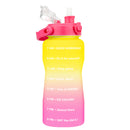 Quifit Gallon 2L Water Bottle with Straw 3.8 &amp; 2 Litre Large Capacity Tritan BPA Free Motivational Quote Time Marker 2000ml Jug