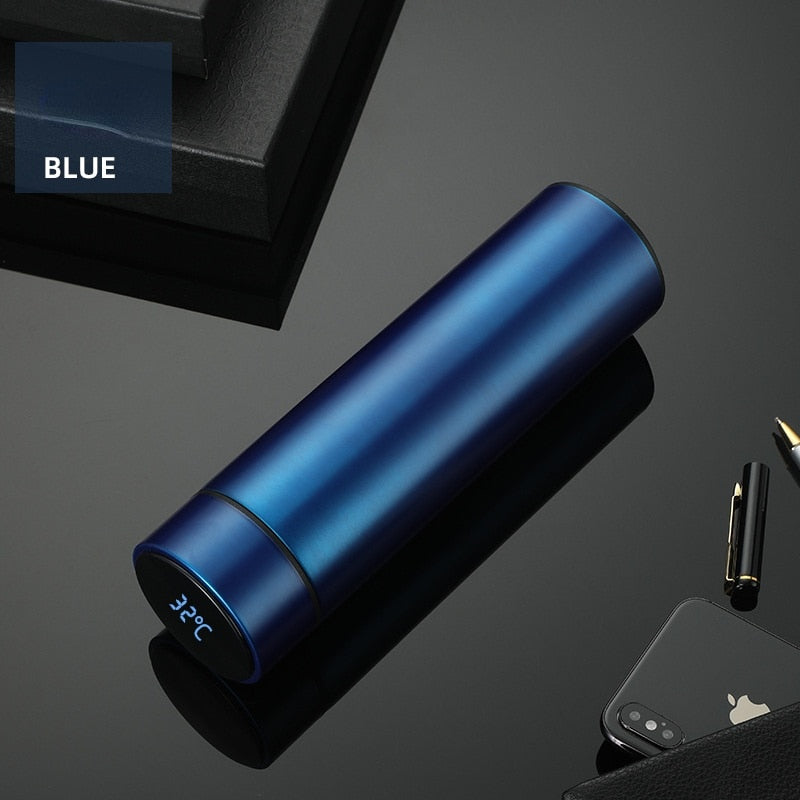 Termo LED inteligente creativo de 480ml con pantalla de temperatura, frascos de vacío, botella de agua de acero inoxidable, taza termo con logotipo personalizado