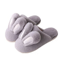 2022 NEW Design Women Winter Furry Slippers Rabbit Ears Couple House Shoes Warm Solid Color Versatile Slippers Chinelos Planos