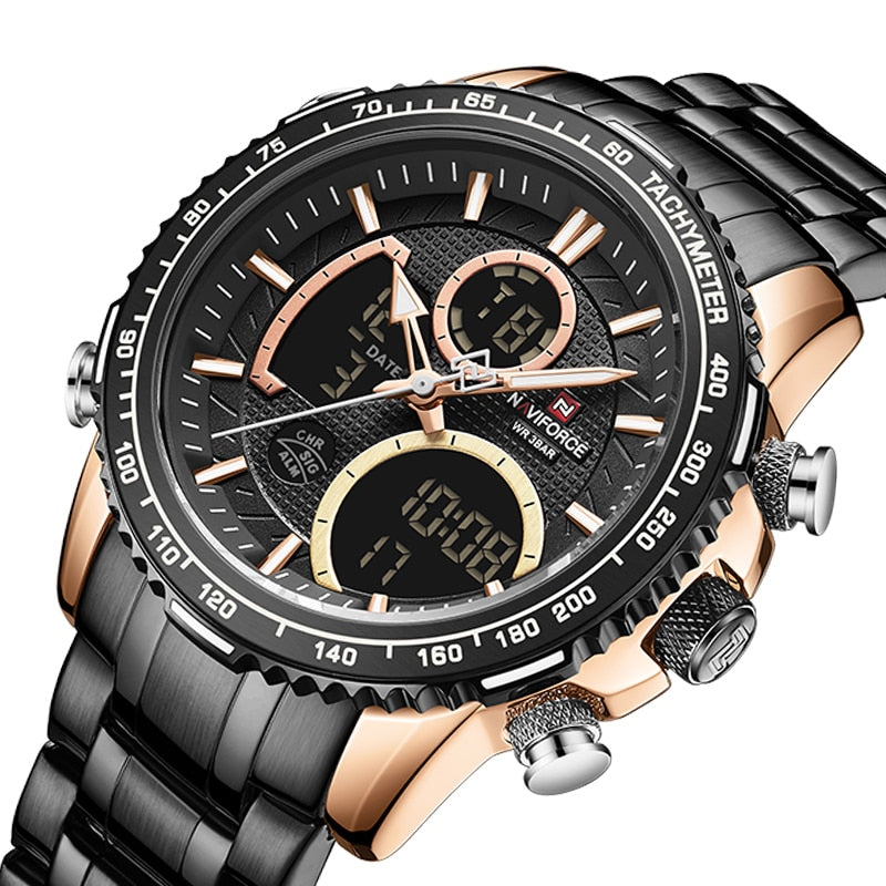 Reloj NAVIFORCE para hombre, relojes deportivos digitales de marca de lujo, reloj de pulsera de cuarzo para hombre, reloj luminoso resistente al agua para hombre, reloj Masculino