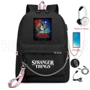 New Stranger Things backpack HELLFIRE Multifunction USB Charging Travel Canvas Student Backpack For Teens Boys Girls School Bag