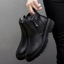 Botas Chelsea de invierno para hombre, zapatos de piel auténtica informales cálidos para hombre, botas de vestir de diseñador para hombre, calzado de negocios con cremallera hecho a mano