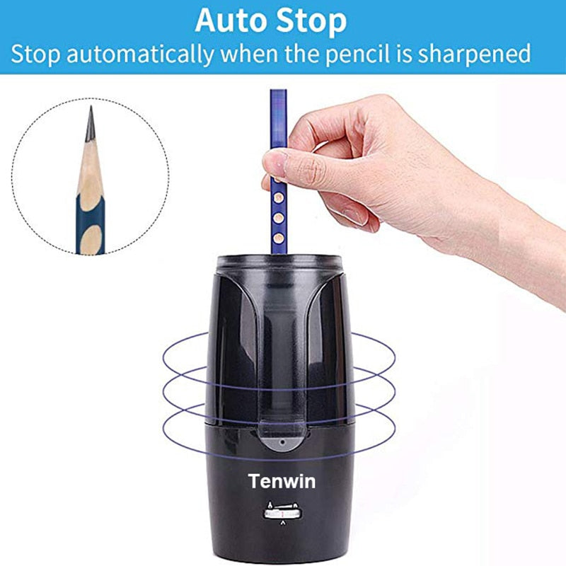 Tenwin Automatic Electric Pencil Sharpener For Colored Pencils Sharpen Mechanical Office School Supplies Stationery Free Ship