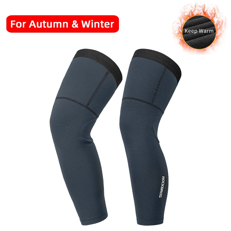 ROCKBROS Anti UV400 Cycling Leg Warmers Compression Knee Pad Protector Leg Sleeves Outdoor Sports Safety Soccer Running Leggings