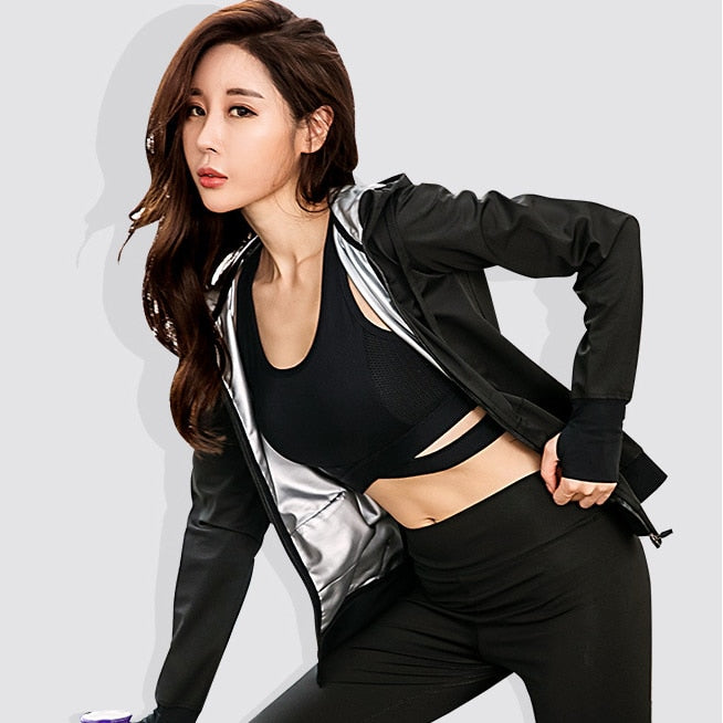 Traje de Sauna de 2 uds para mujer, traje para correr adelgazante, ropa deportiva activa para mujer, ropa de gimnasio, chándal para perder peso, sudoración para mujer