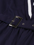 Tonval Vintage Style Wrap Belted Elegant Pleated Autumn Dress Women 2022 Winter Robe Femme 3/4 Length Sleeve Cotton Dresses