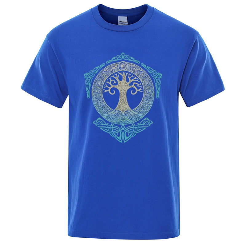 Yggdrasil T Shirt World Tree Men Tops Fashion Pattern Tee 2022 Summer Brand T-Shirt Odin Aesir Nordic Mythology Men&