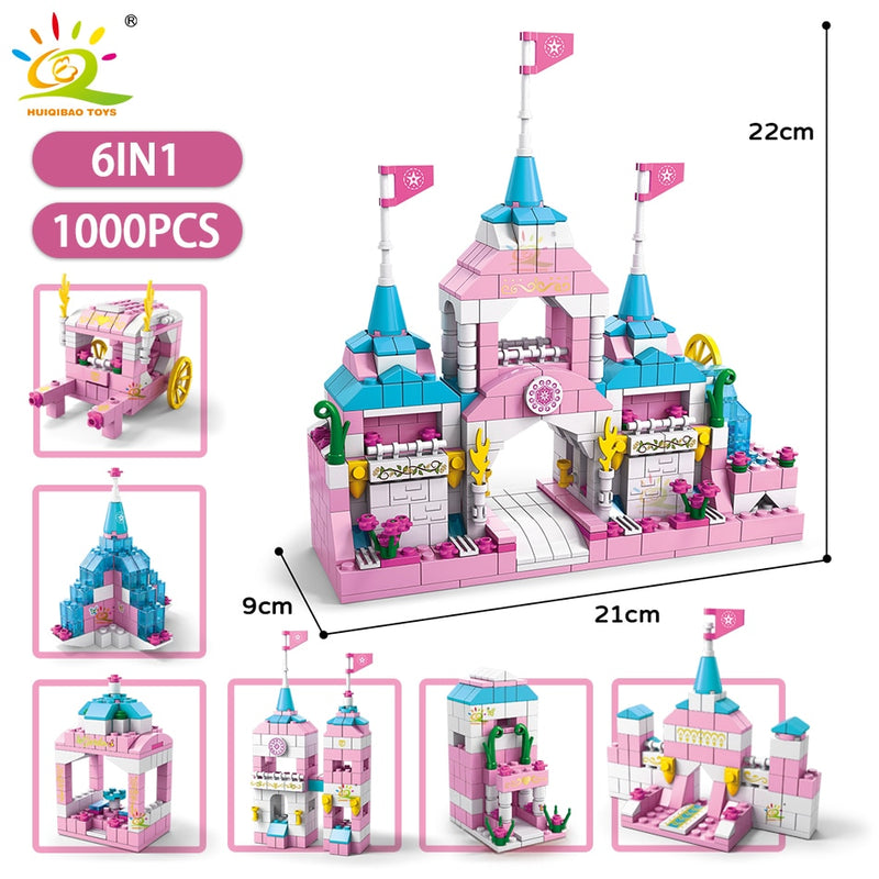 HUIQIBAO amigos Castillo de hielo princesa reina bloques de construcción conjunto de ladrillos modulares para niñas casa Palacio niños juguetes de construcción