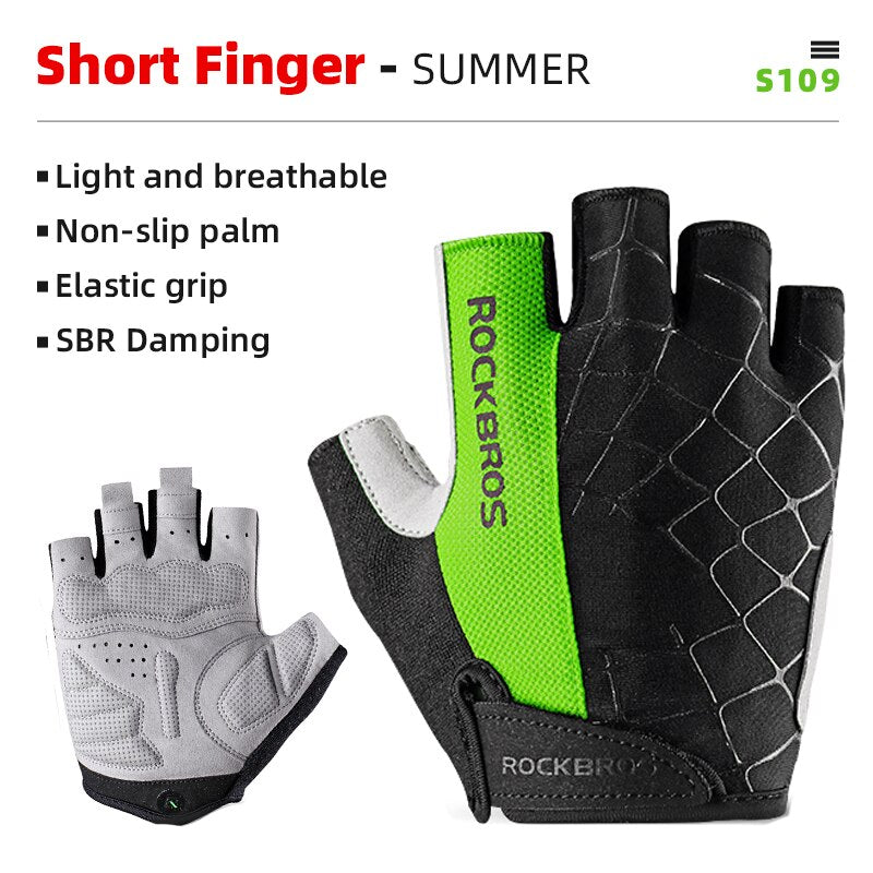 ROCKBROS Bicycle Gloves MTB Road Anti-shock Mountain Bike Fingerless Gloves Men Women Breathable Cycling Sports Non-slip Glove