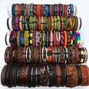 50PCS/Lot Random Surfer Bracelet Handmade Men&#39;s Women&#39;s Mix Styles Braided Leather Cuff Bracelets Jewelry Party Gift  MX3