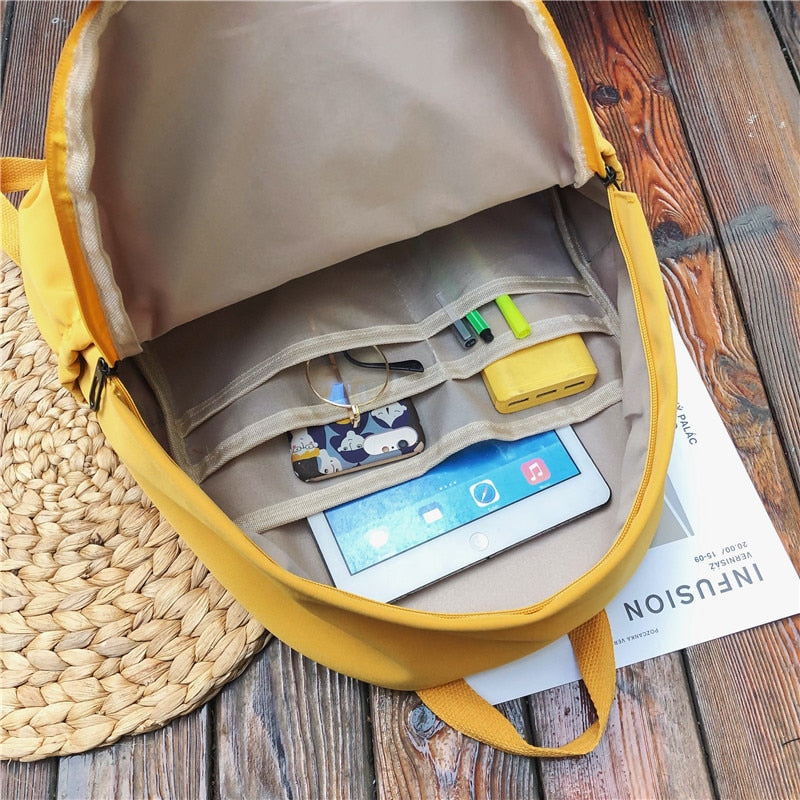 Mochila HOCODO de Color sólido para mujer, mochila de viaje con varios bolsillos de nailon impermeable 2021, mochila escolar de gran capacidad para adolescentes