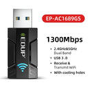 EDUP 1300Mbps Mini WiFi Adapter USB Wireless Netzwerkkarte Dualband 2.4G 5G 802.11ac High Headsink Lan Adapter für PC Computer