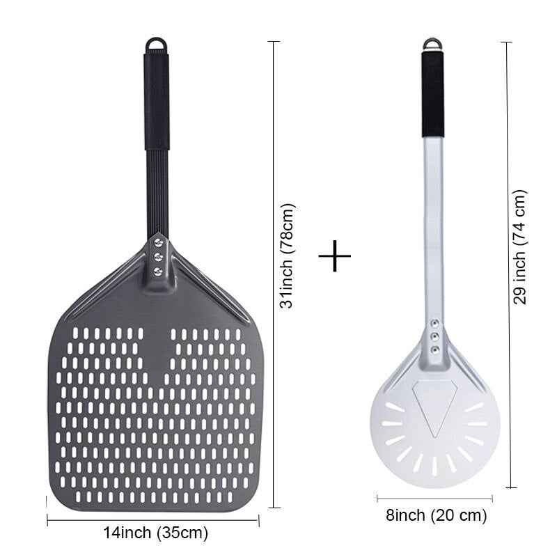 PizzAtHome 7/ 8/ 9 Inch Perforated Pizza Turning Peel Pizza Shovel Aluminum Pizza Peel Paddle Short Pizza Tool Non-Slip Handle