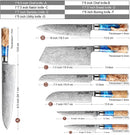 Juego de cuchillos de cocina XITUO, cuchillo de Chef de acero de Damasco, cuchillo de carnicero para pelar, cuchillo de pan, herramienta de cocina, mango de resina azul, 1-6 unids/set